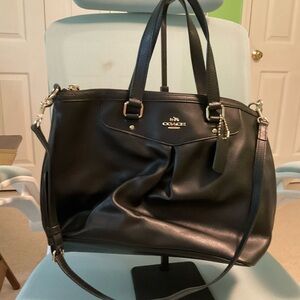 Coach Black Leather Shoulder Bag with Gold Hardware